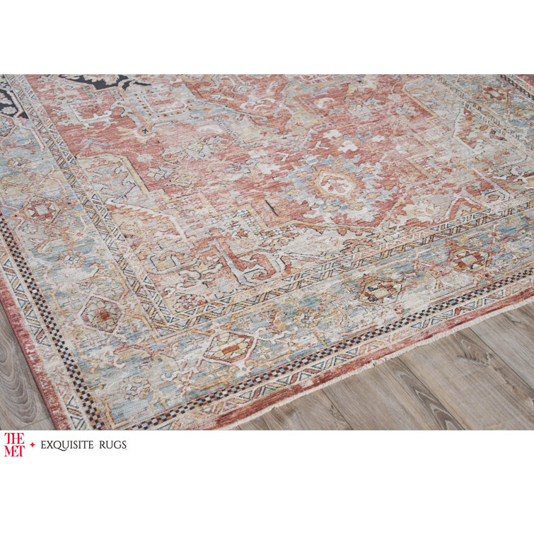 Antique Loom Rectangular Black and Rust Synthetic Area Rug