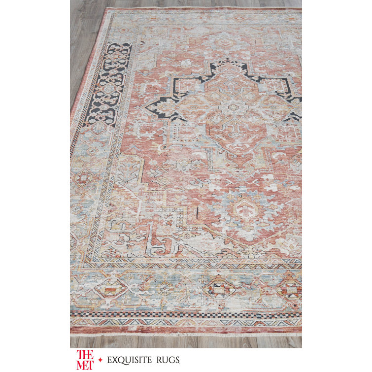 Antique Loom Rectangular Black and Rust Synthetic Area Rug