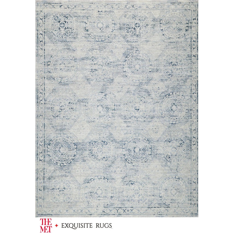 Vintage Blue Rectangular 10' x 14' Synthetic Area Rug