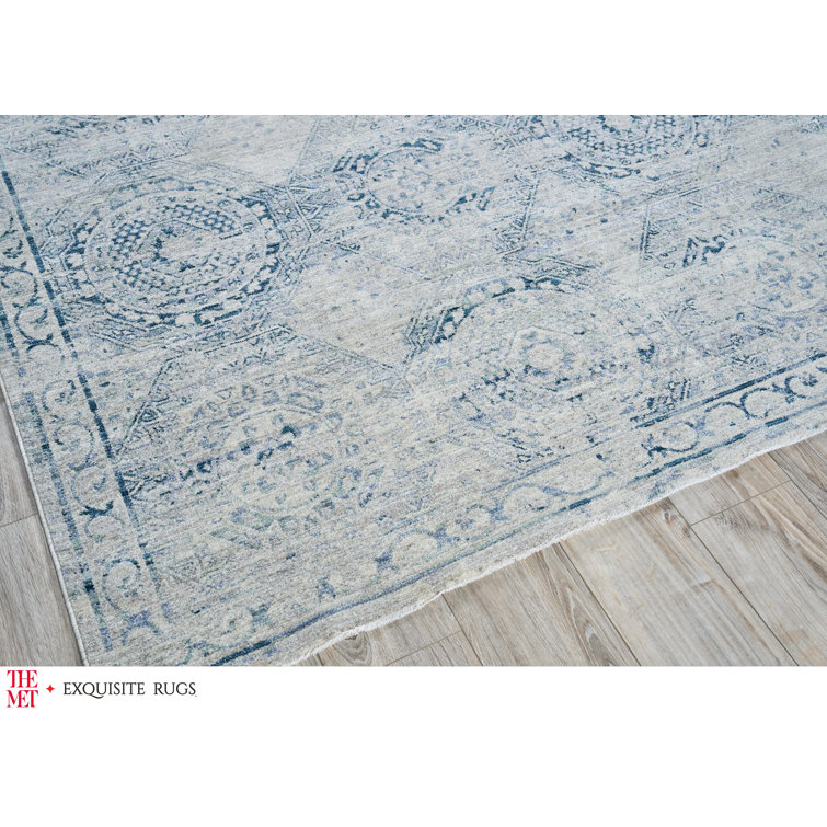 Vintage Blue Rectangular 10' x 14' Synthetic Area Rug