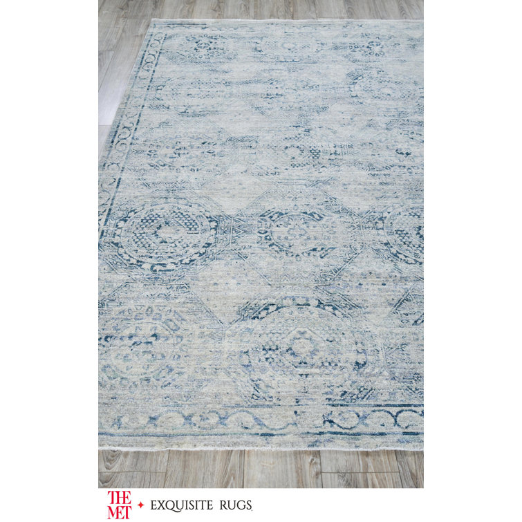 Vintage Blue Rectangular 10' x 14' Synthetic Area Rug