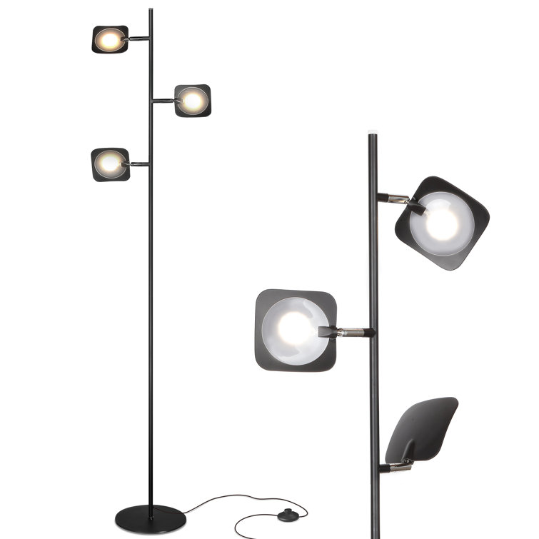 Black Adjustable Multi-Head LED Floor Lamp with 3-Way Switch