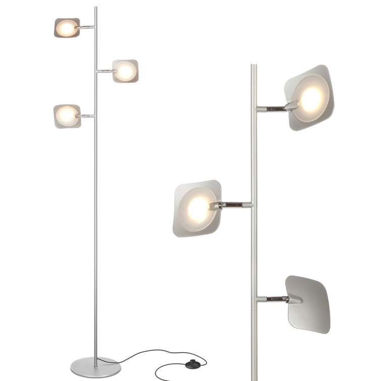 Matte Nickel 60" Energy-Efficient LED Floor Lamp with 3 Adjustable Heads