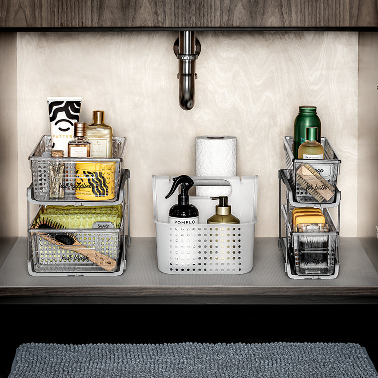 Clear 2-Tier Slide-Out Organizer with Metal Stand