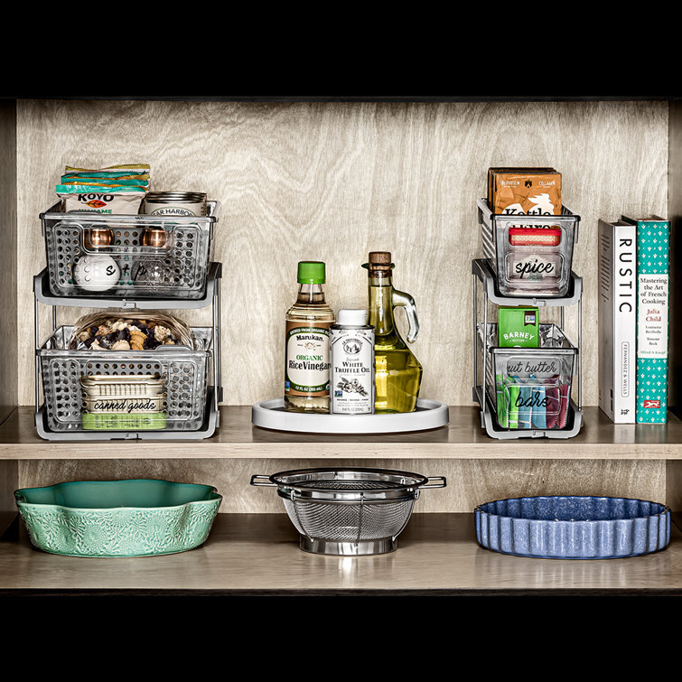 Clear 2-Tier Slide-Out Organizer with Metal Stand