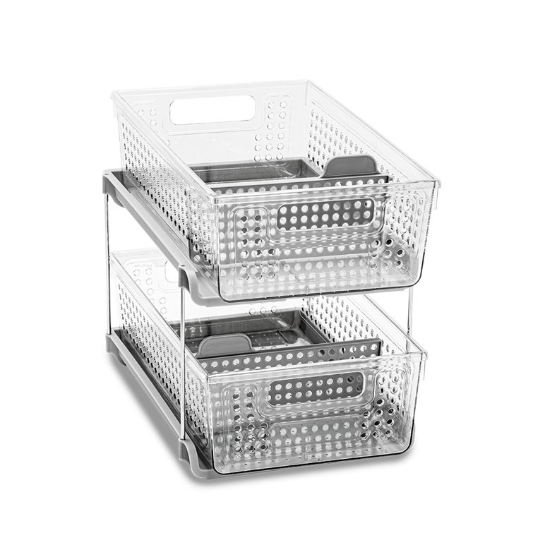 Clear 2-Tier Slide-Out Organizer with Metal Stand
