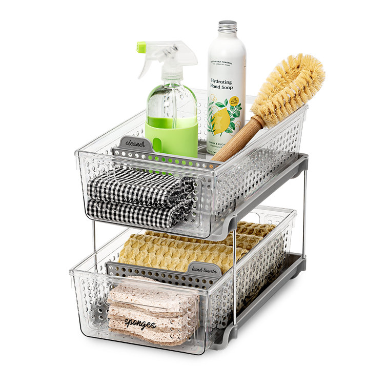 Clear 2-Tier Slide-Out Organizer with Metal Stand
