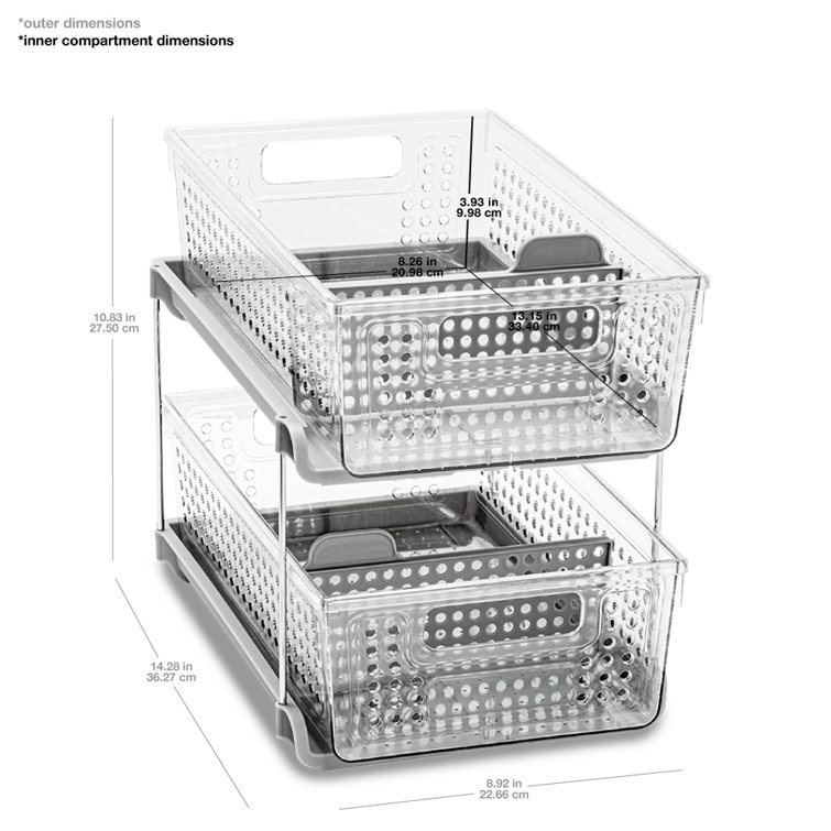 Clear 2-Tier Slide-Out Organizer with Metal Stand