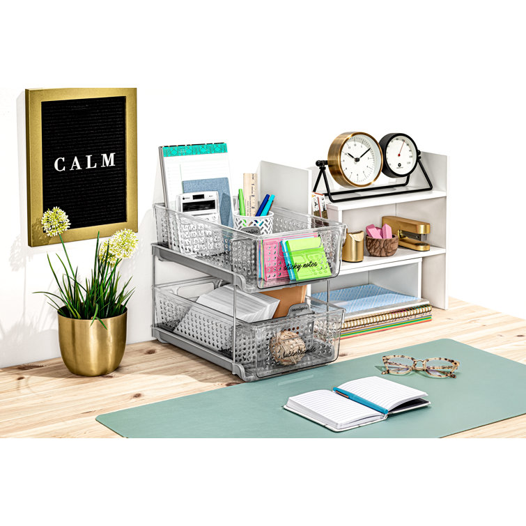 Clear 2-Tier Slide-Out Organizer with Metal Stand