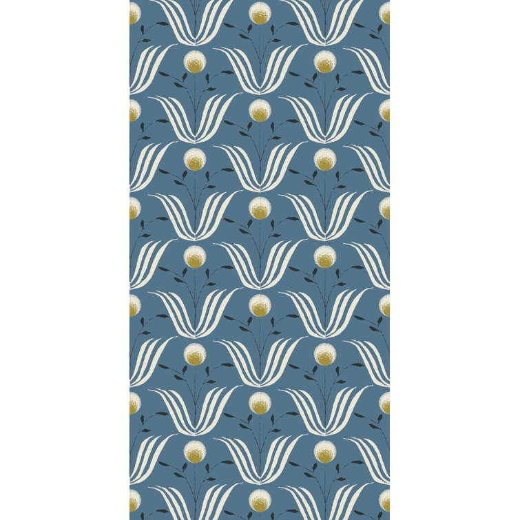 Blue Salt Floral Non-Pasted Vinyl Wallpaper