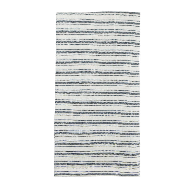 White and Blue Striped Cotton Tea Towel Set