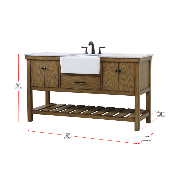 Driftwood Single Bathroom Vanity with Carrara White Marble Top