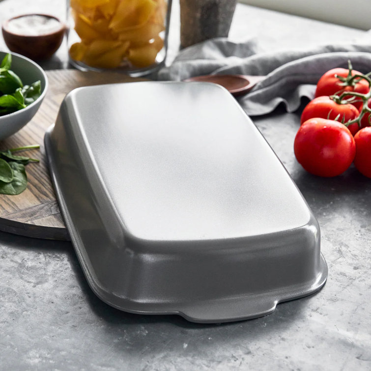 Gray Aluminum Nonstick Rectangular Baking Pan with Lid