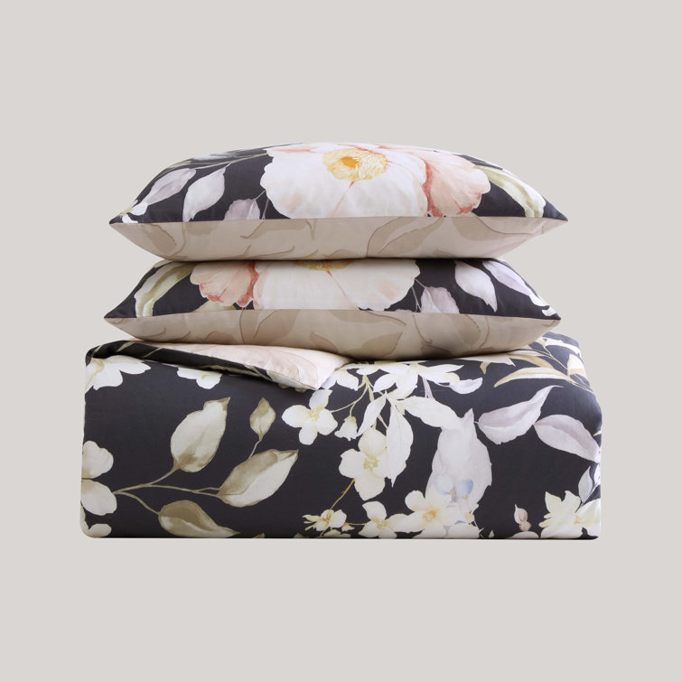 Blush Floral Cotton Reversible Full Comforter Set