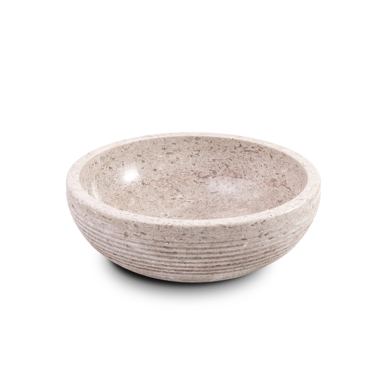 Rustic Beige Stone Circular Vessel Bathroom Sink