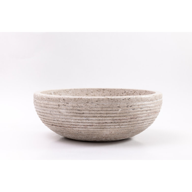 Rustic Beige Stone Circular Vessel Bathroom Sink