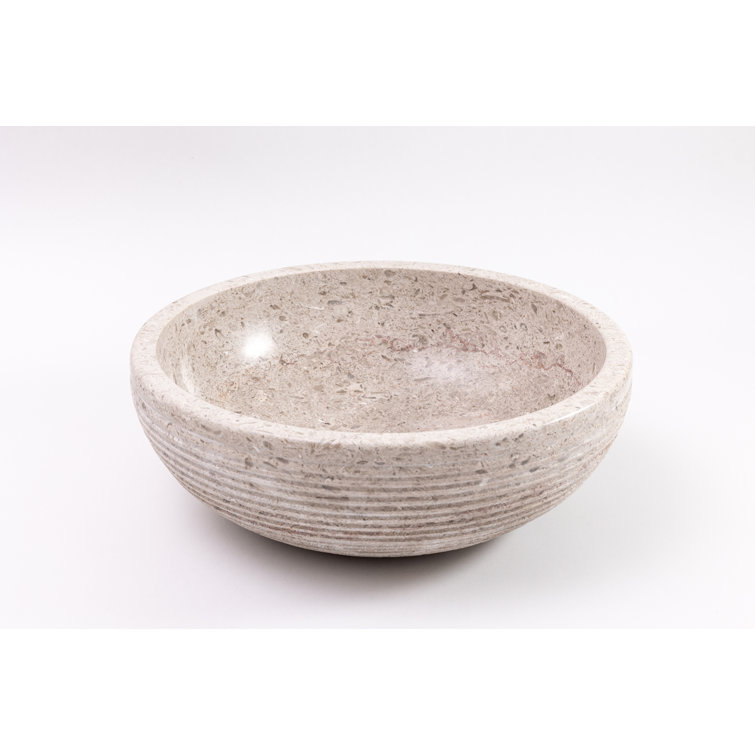 Rustic Beige Stone Circular Vessel Bathroom Sink