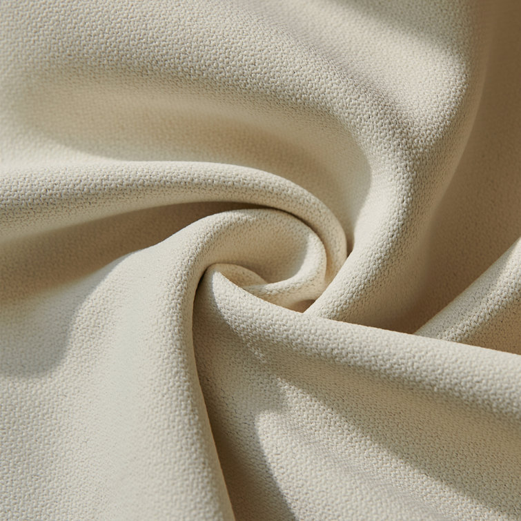 Beige Cotton Room Darkening Pleated Curtain Panels with Embroidery