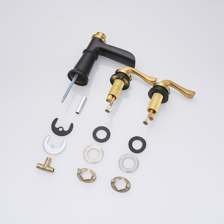 Matte Black Double Handle Widespread Waterfall Bathroom Faucet