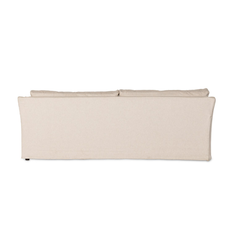 Evere Oatmeal Fabric Slipcover Sofa with Rolled Arms