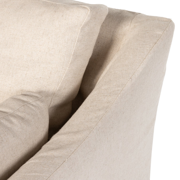 Evere Oatmeal Fabric Slipcover Sofa with Rolled Arms