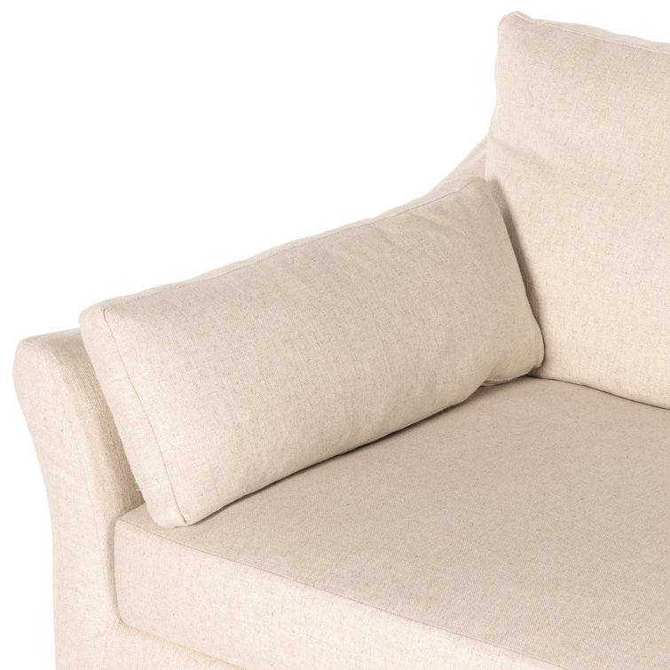 Evere Oatmeal Fabric Slipcover Sofa with Rolled Arms