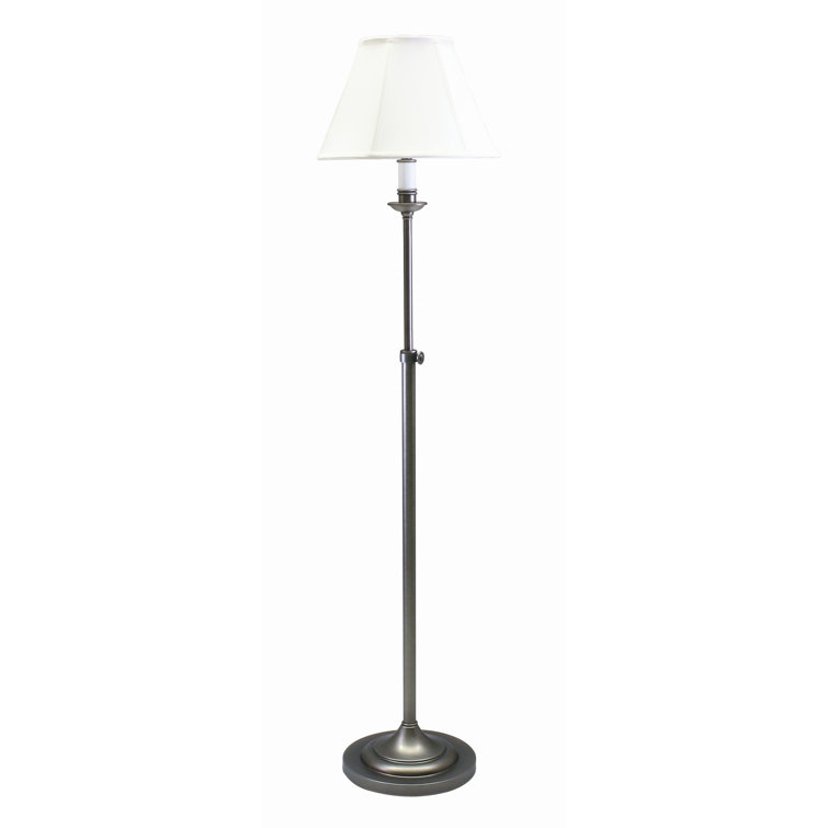 Adjustable Antique Silver Floor Lamp with Off-White Linen Shade