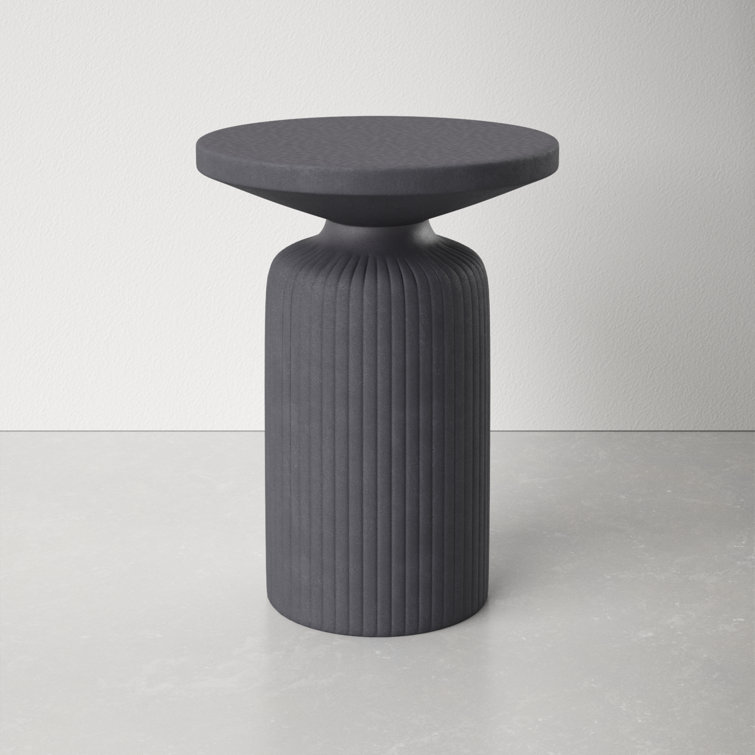 Reyna Black Aluminum Round Pedestal End Table