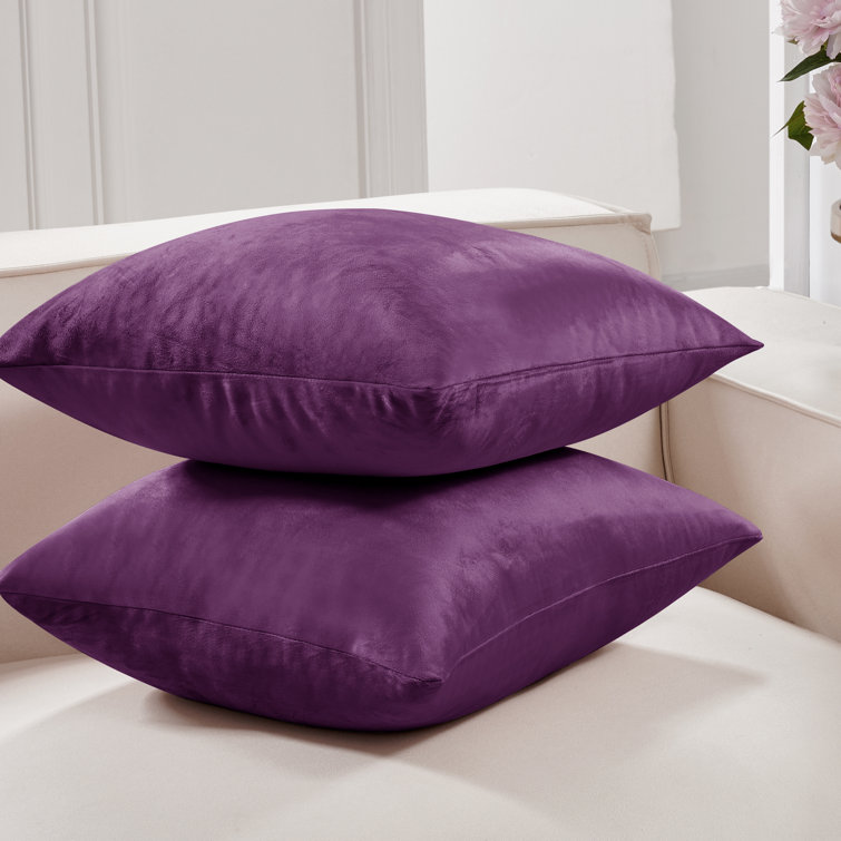 Eggplant Purple Velvet Reversible Euro Pillow Covers, Set of 2