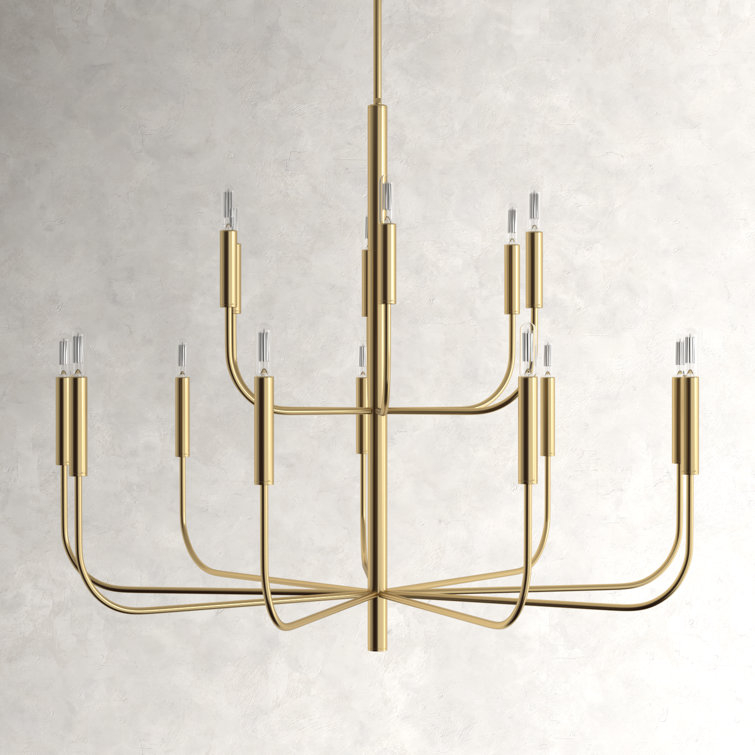 Burnished Brass 15-Light Tiered Candle Chandelier