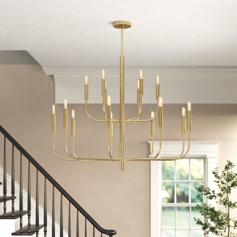 Burnished Brass 15-Light Tiered Candle Chandelier