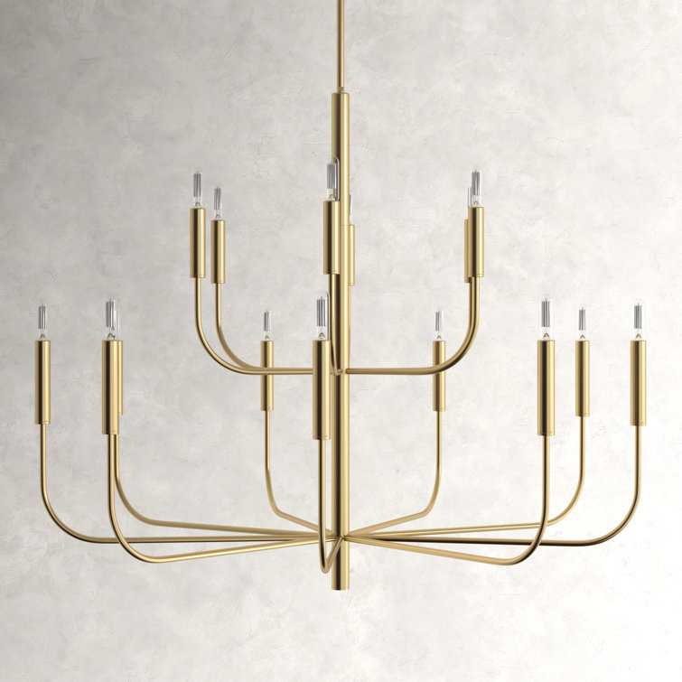 Burnished Brass 15-Light Tiered Candle Chandelier