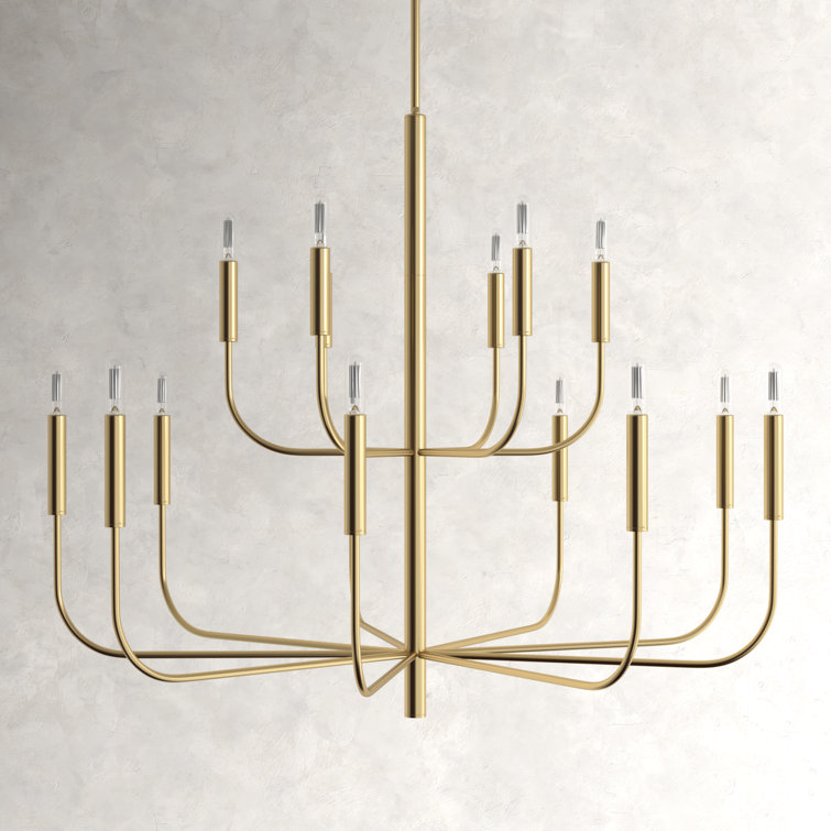 Burnished Brass 15-Light Tiered Candle Chandelier