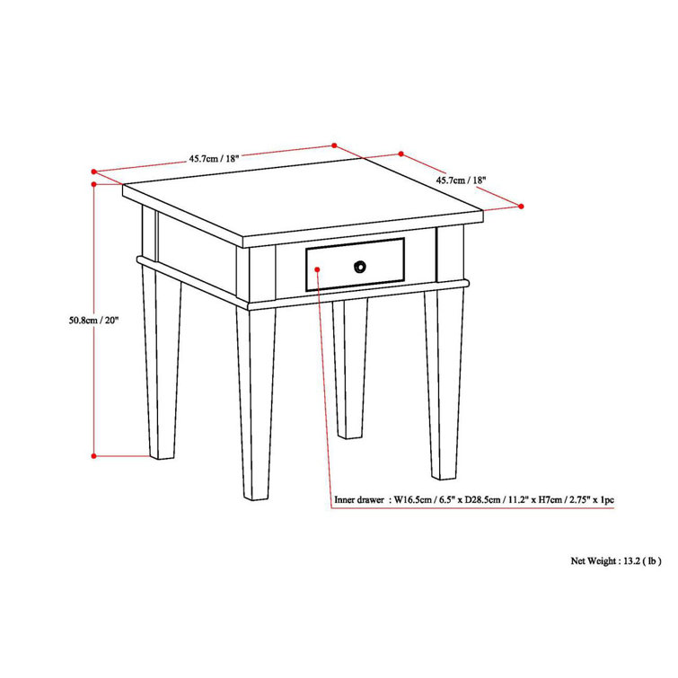 Carlton Medium Saddle Brown Solid Wood End Table with Storage