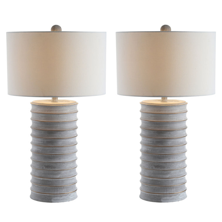 Classical Elegance White Wash Resin Table Lamp Set