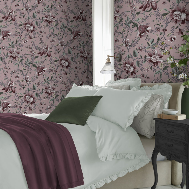 Edita's Garden Pale Blackberry Floral Wallpaper Roll