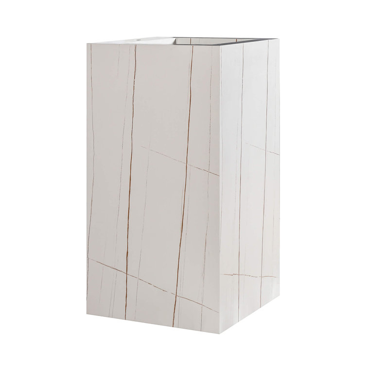 White Marble Square Pedestal Bathroom Sink