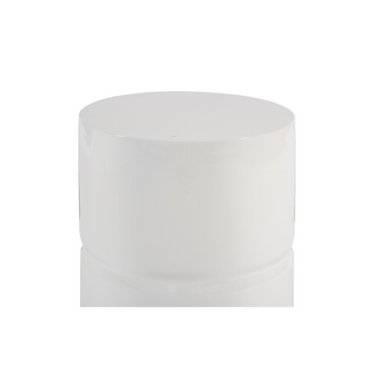 Contemporary White Composite Outdoor Accent Stool, 13"x17"