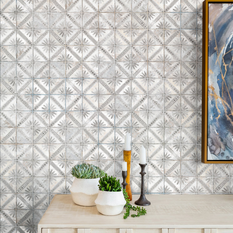 Harmonia 13" x 13" Gray Ceramic Patterned Wall & Floor Tile