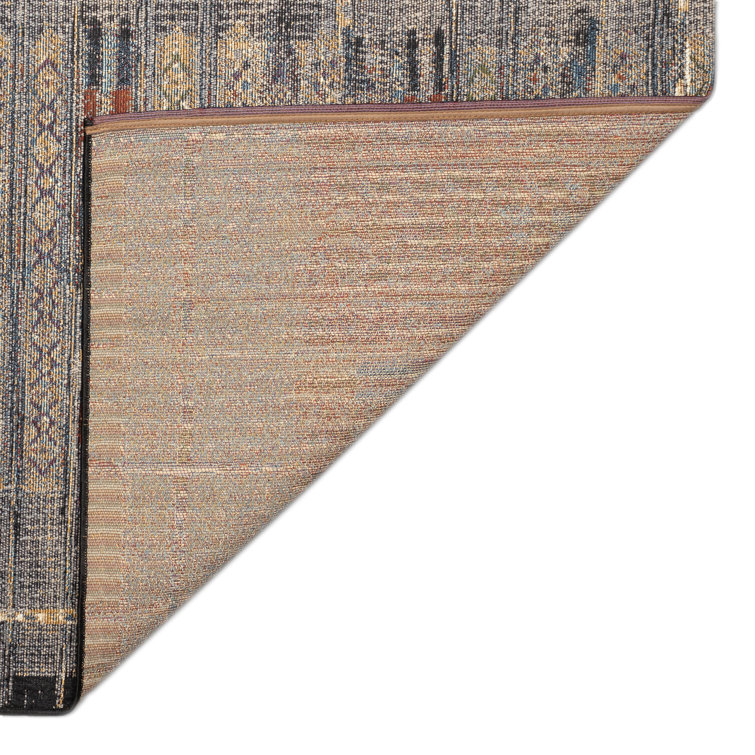 Sesena Black and Multicolor Geometric Flatwoven Synthetic Rug