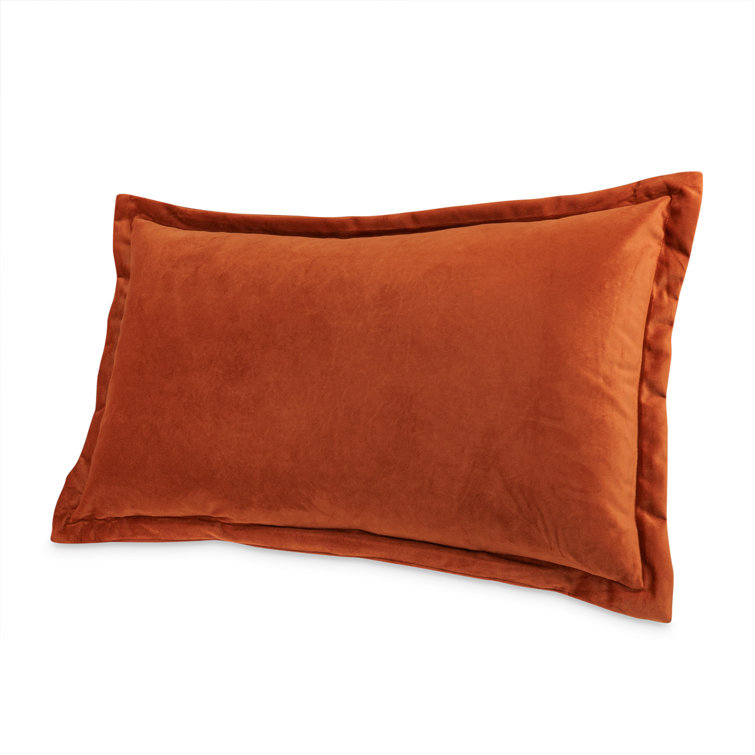 Paprika Orange Velvet Rectangular Throw Pillow Set