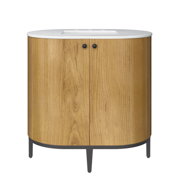 Bellamy 36" Rustic Oak and Marble Single Vanity