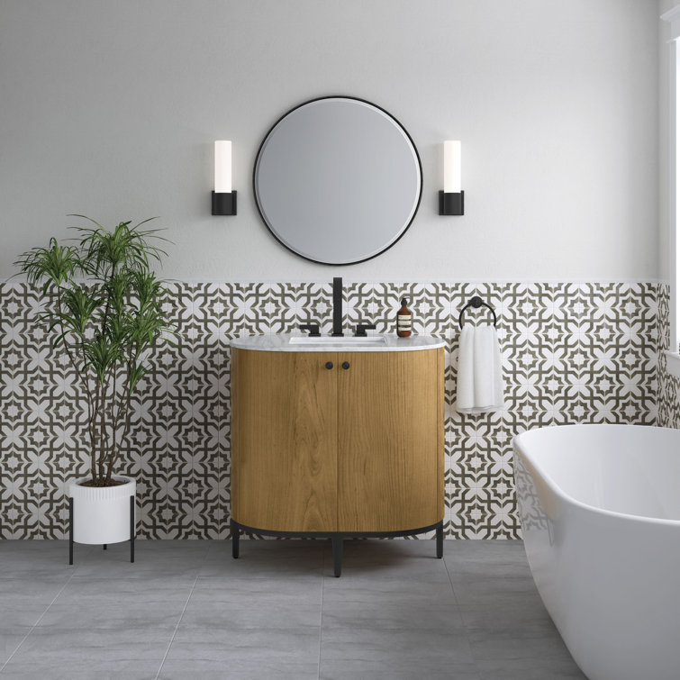 Bellamy 36" Rustic Oak and Marble Single Vanity