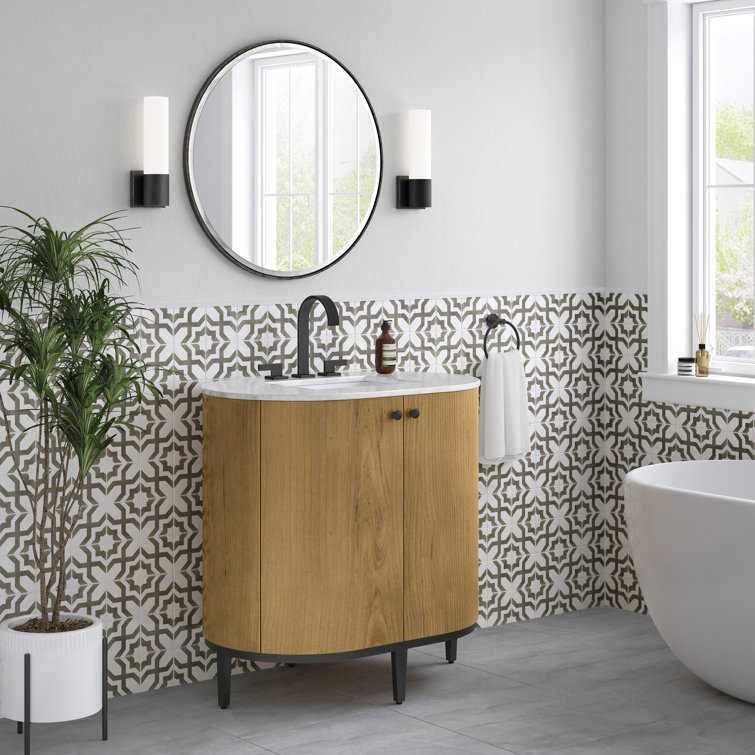 Bellamy 36" Rustic Oak and Marble Single Vanity