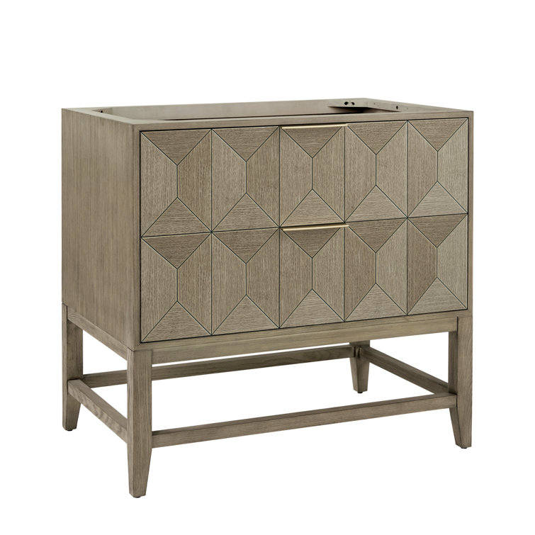 Emmeline 36" Pebble Oak Wood Veneer Single Vanity with Ceramic Sink