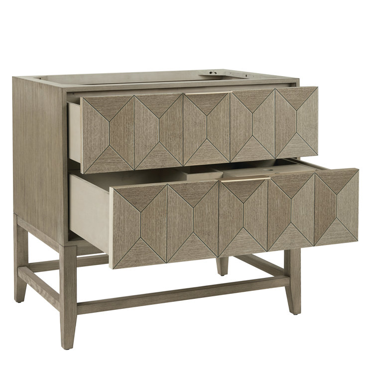 Emmeline 36" Pebble Oak Wood Veneer Single Vanity with Ceramic Sink