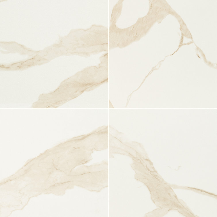 Large Calacatta White and Gray Porcelain Bathroom Tile