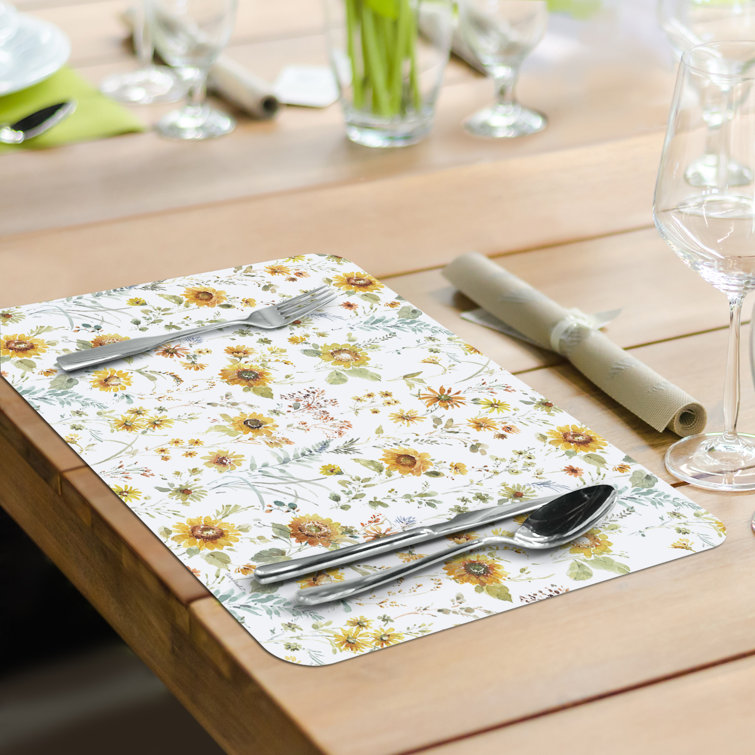 Sunflowers Forever Reversible Flexible Plastic Placemats Set
