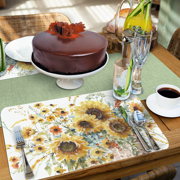 Sunflowers Forever Reversible Flexible Plastic Placemats Set