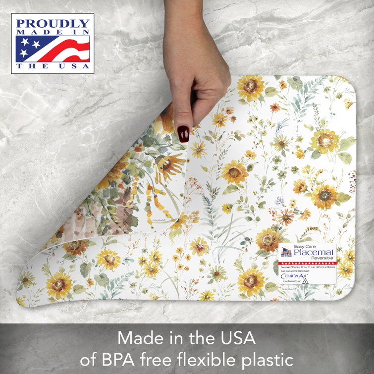 Sunflowers Forever Reversible Flexible Plastic Placemats Set